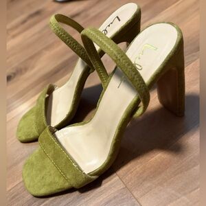 Lulus Lona Green Suede High Heel Sandals